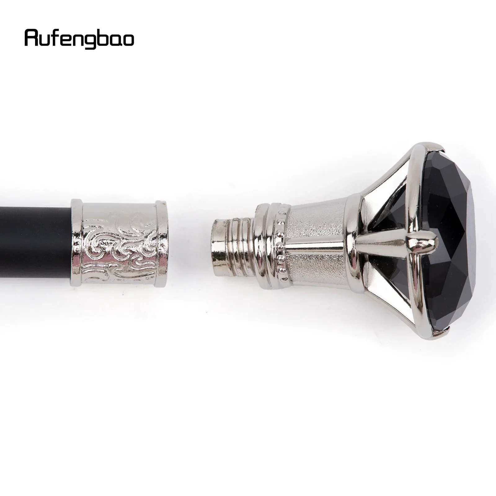 ブラックダイヤモンドタイプ ホワイト ウォーキングスティック ファッション装飾杖 紳士用 パフォーマンスステージ杖 93cm