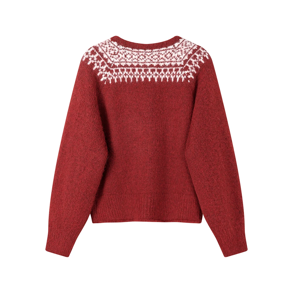 เสื้อสเวตเตอร์คาร์ดิแกนไหมพรมถักทรงหลวมสไตล์เกาหลีย้อนยุคสำหรับผู้หญิง รุ่น Ele Sweet Lazy Sle Cisas Sweater Cardigan Winter Thiened