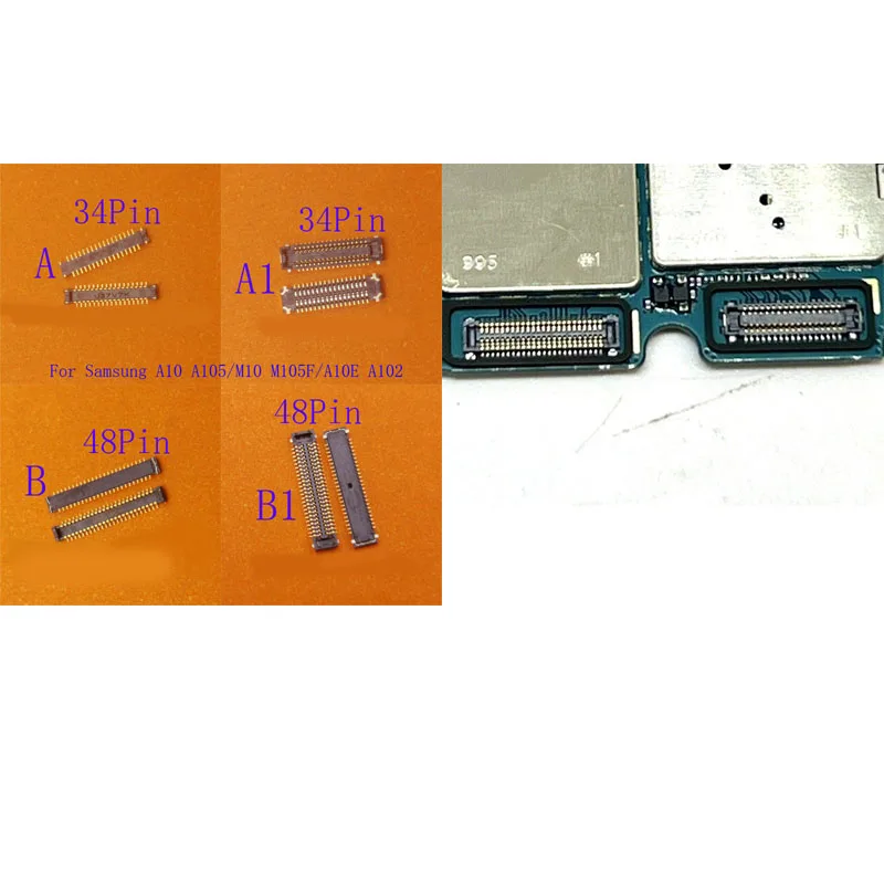 1-10Pcs Charger Lcd Display Screen Flex Usb Charging FPC Connector Plug For Samsung Galaxy M10 M105 A10E A102 A10 A105 34 48 Pin