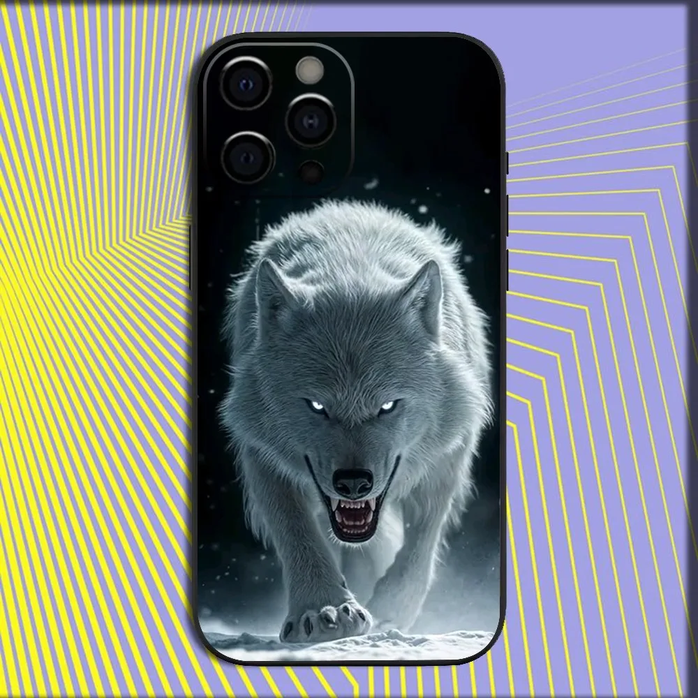 Animal COOL The Wolf Handyhülle für iPhone 16,15,14,13,12,11,Pro,X,XS,Max,XR,Plus,Mini Soft Black Cover