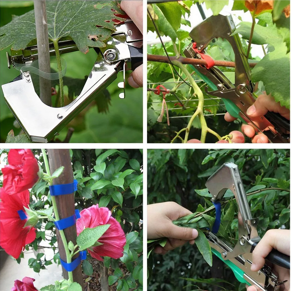 Plant Tying Machine Gardening Tapetool Branch Hand Tying Machine Tapener Gun with Tape and Staple for Vegetable Grape Garden