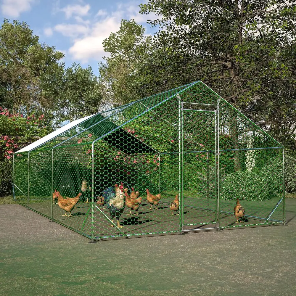 

Extra Large 20x10x6.56ft Chicken Coop for 15-25 Birds, Waterproof Cover, Suitable for Hens, Rabbits, Ducks