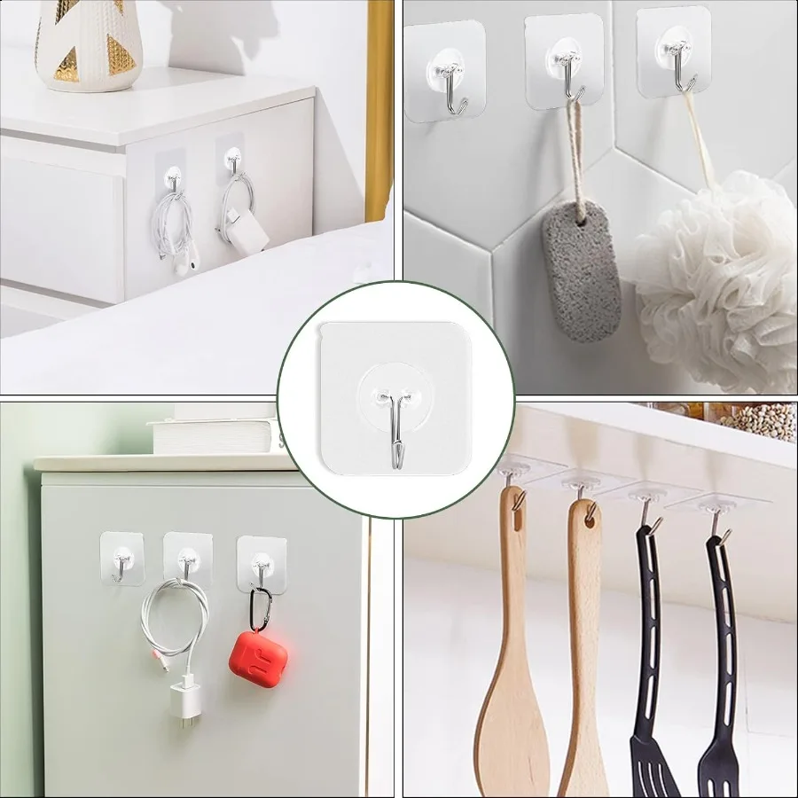 Adhesive Hooks for Hanging 58 Packs Hook Heavy Duty Self Adhesive Wall Hooks 20 lbs 9 kg Max Removable Waterproof Hook for Bedr