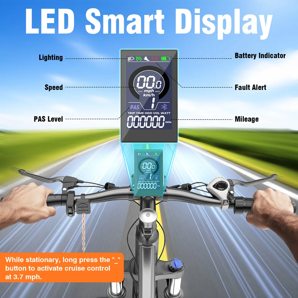 Electric Bike for Adults, 26" Commuter Ebikes with 7-Speed Gears, 25MPH Lightweight E Bike, 720W Peak Motor, 375Wh Removable Battery, 50 Miles Range, Electric Mountain Bicycle for All Terrain image 6