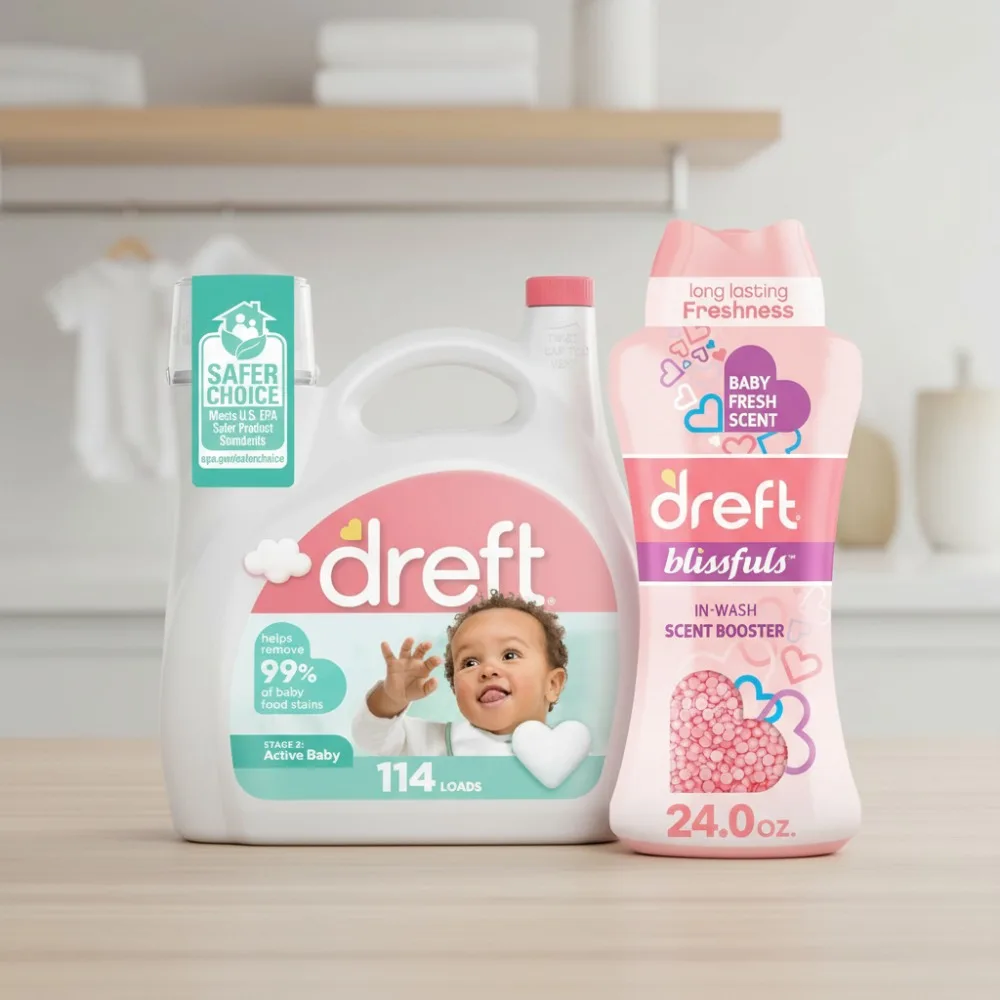 

Active Baby Liquid Laundry Detergent 114 Loads + Scent Booster Beads, Hypoallergenic for Sensitive Skin