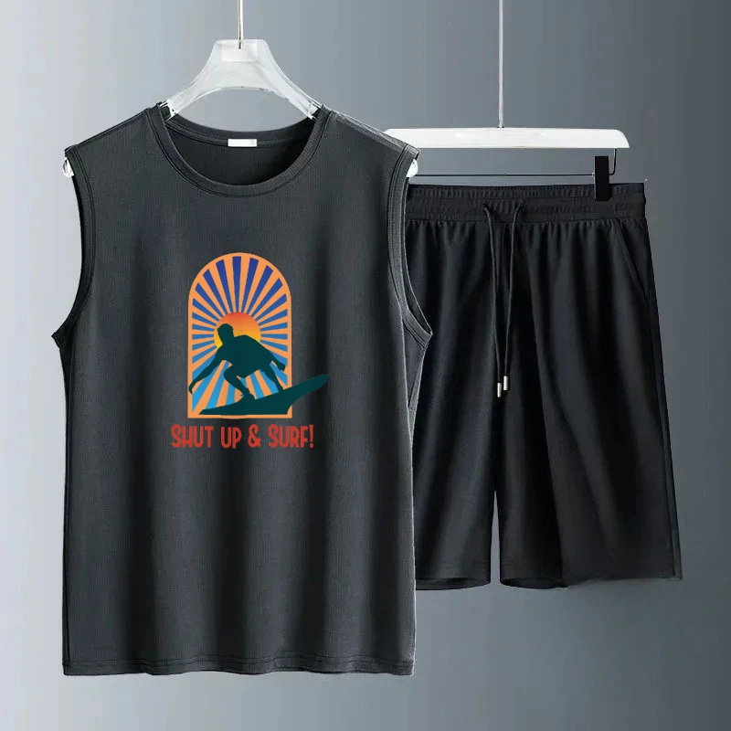 2025 الصيف ملابس يومية مجموعات رجالية تصفح المطبوعات المبتكرة أكمام عادية مريحة خفيفة الوزن الزي للرجال أطقم رياضية #3