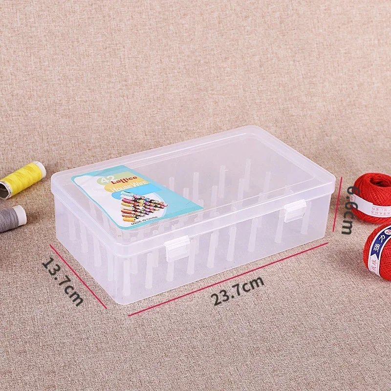 42 Grid Sewing Thread Storage Box Organizing Case Sewing Organizer Plastic Transparent Spools Case Bobbin Holder Container Spool