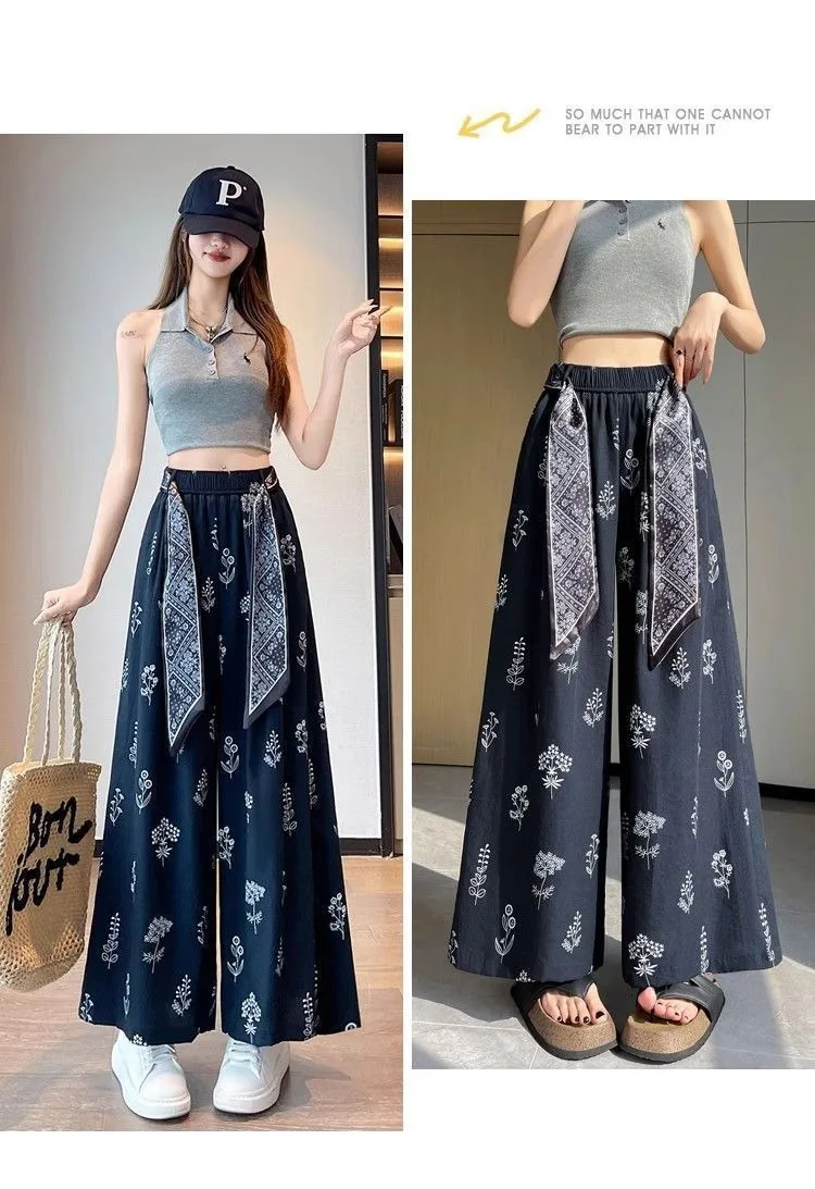 Damen Kurze Hose mit Blumenmuster im Retro-Stil, Schnürung, Slim Fit, Weites Bein, Lockerer Lazy-Style, Modische Freizeithose – Detail 17