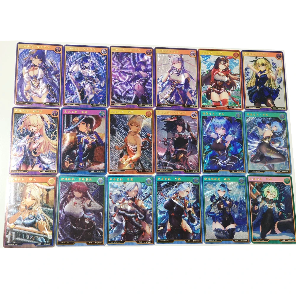 

18Pcs/set Genshin Impact Flash Card Kawaii Anime Pretty Girl Flash Card Sexy Raiden Shogun Game Collection Cards Gift Toys