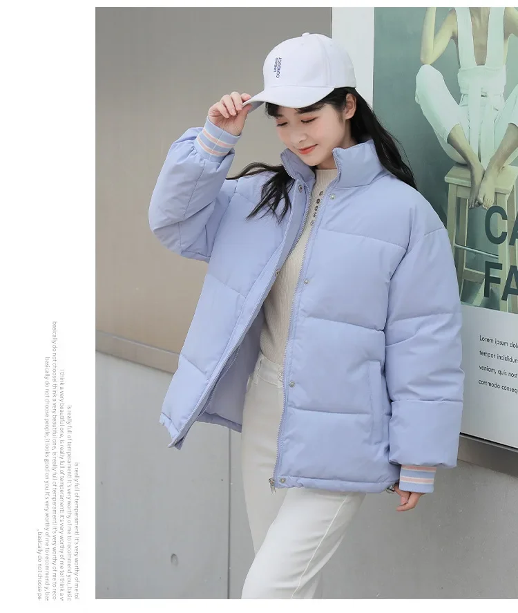 Women Parkas Thick Warm Short Coats Korean Solid Autumn Y2k Stand Collar Full Sleeve Jackets Splice Zipper Coat Winter Maxi