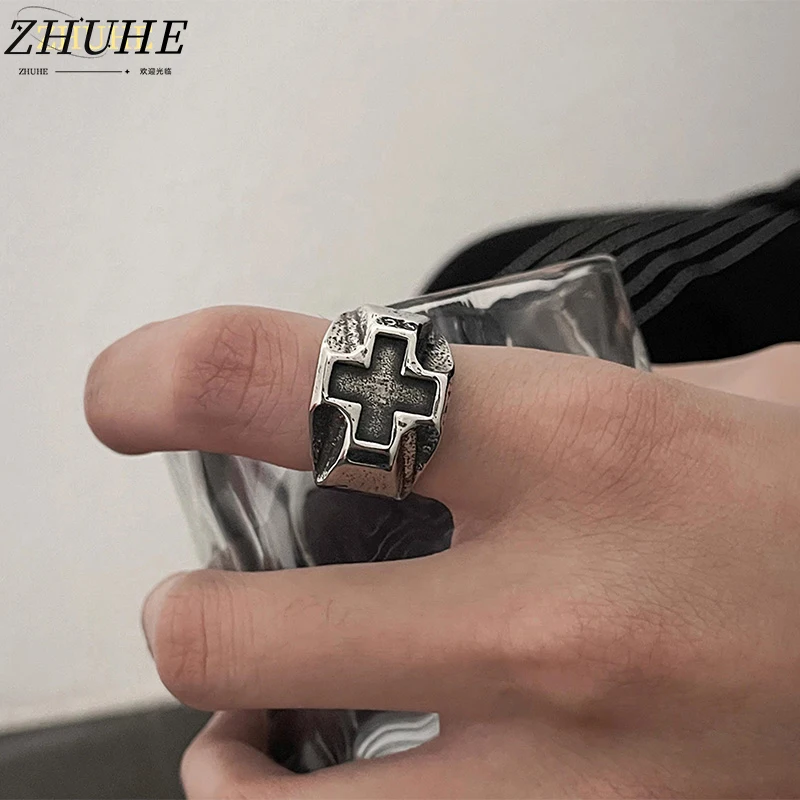 

ZHUHE New Gothic-style Cross Ring Copper Men's And Women's Jewelry Accessories Party Gifts