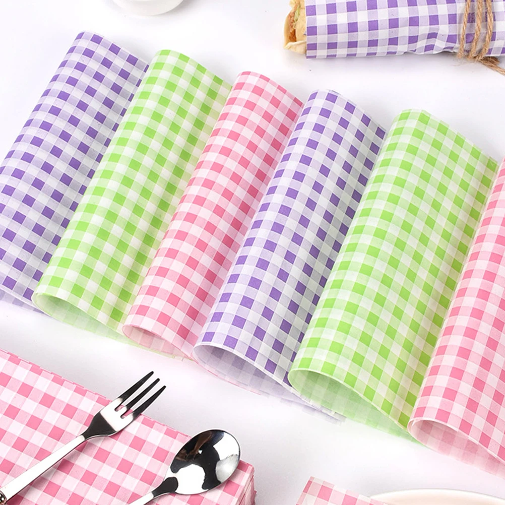 

400Pcs Packing Paper Sheets Checkered Pattern for Sandwiches Fried Chicken Cakes Chips Food Wrapping Paper