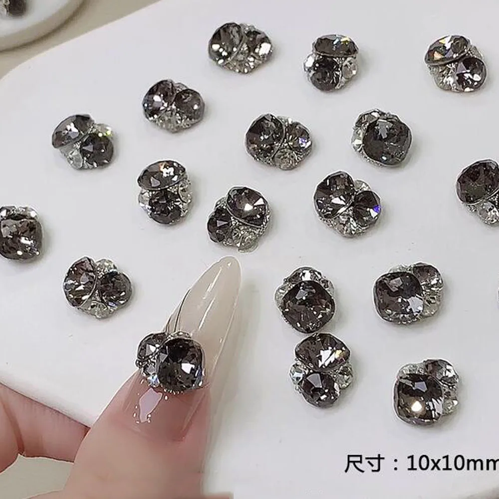 10개입 3D 샴페인 K9 네일 아트 라인스톤 팻 스퀘어 크리스탈 다이아몬드 네일 아트 장식 DIY 럭셔리 매니큐어 액세서리