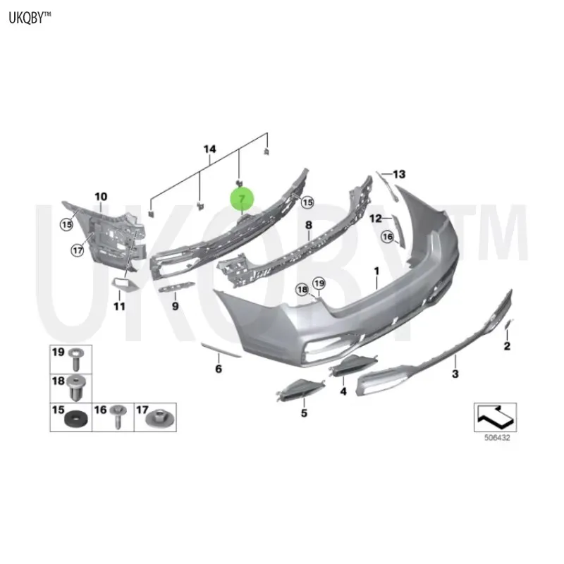 Decorative strip right rear adapter guide middle rear 51128074015 51128074015