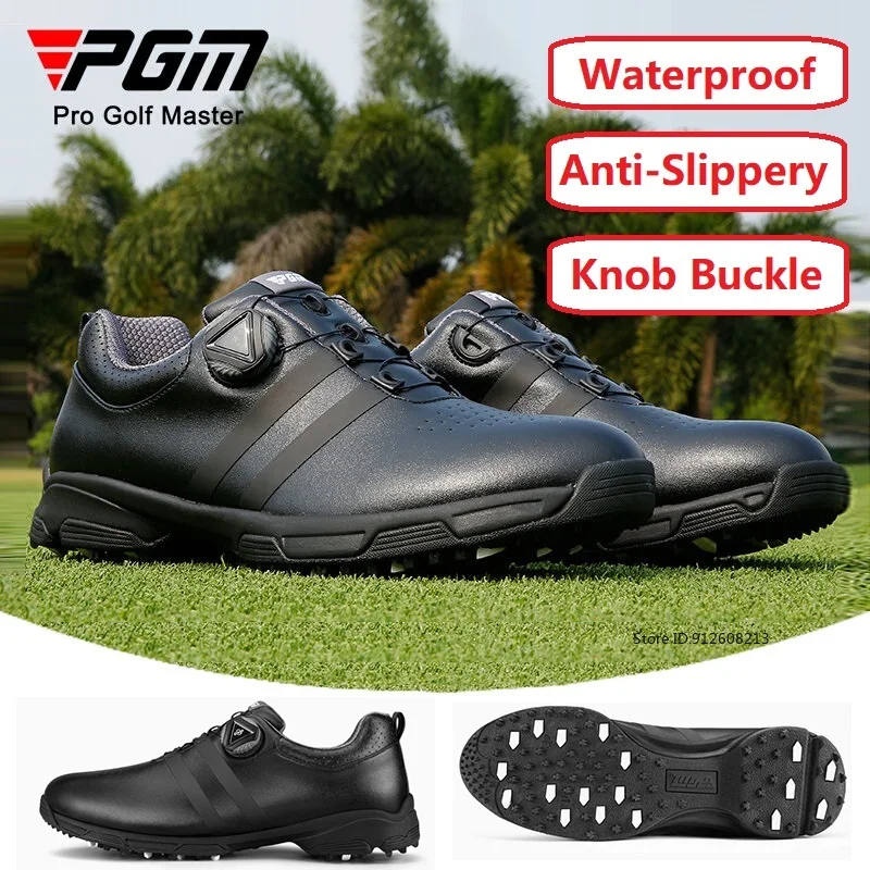 

PGM мужские водонепроницаемые кроссовки для гольфа, противоскользящая обувь для гольфа, дышащая обувь для фитнеса, мужские кроссовки с вращающейся пряжкой для ходьбы