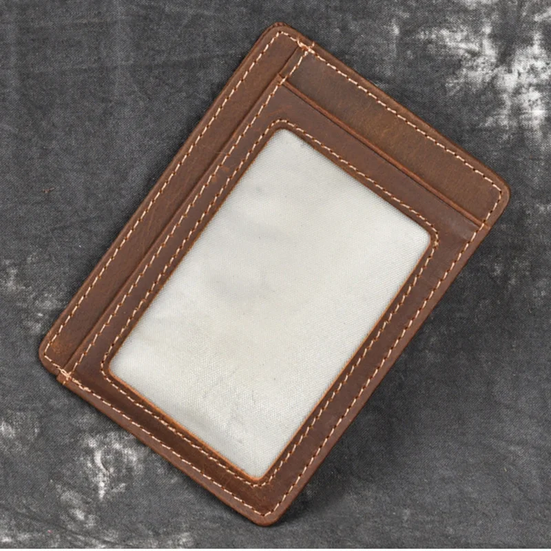 High Quality Crazy Horse Cowhide Credit Card Holder Wallet Coin Purse Pocket Money Genuine Leather Men Multi-Cards Bag