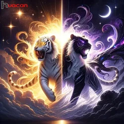 Huacan New Arrivals Diamond Painting Animal Full Drill Mosaic Tiger Fantasy Complete Kit Art Home Decoration Handmade Gift