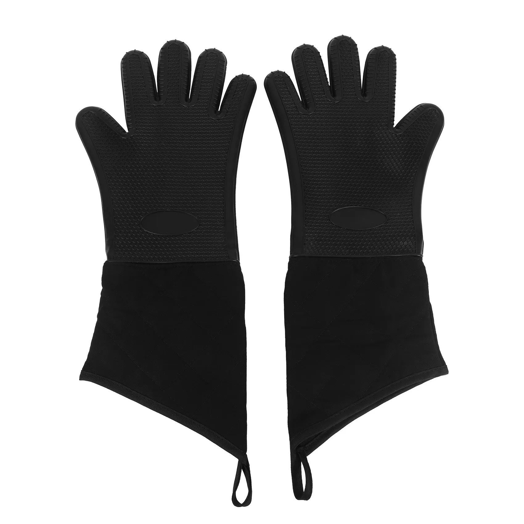 1 Pair Oven Gloves, Heat Resistant Silicone BBQ Gloves Extra Long Waterproof Non-Slip Oven Mitts for Grilling,Cooking