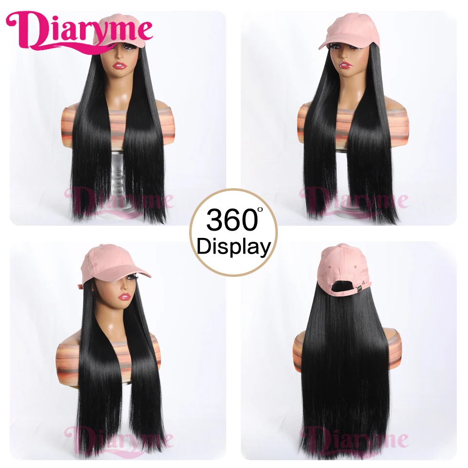 Wig sintetis dengan topi Wig panjang lurus Wig penutup rambut Wig untuk wanita Wig pirang Wig pengganti rambut sintetis untuk wanita