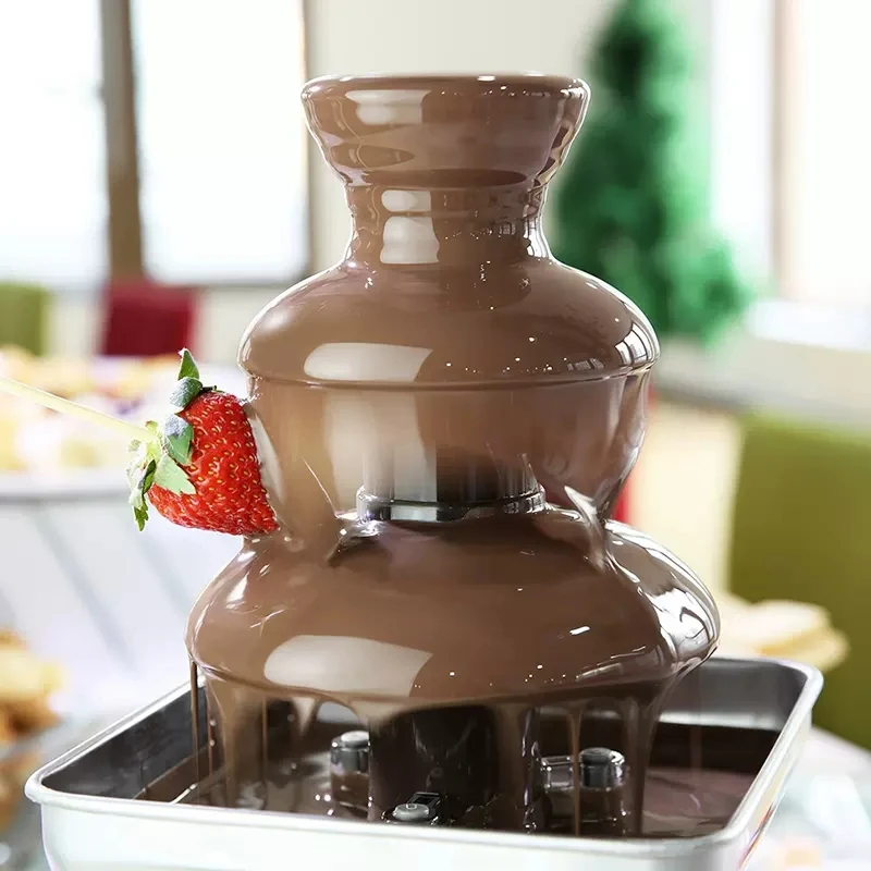 220V Mini Chocolate Fountain Creative Retro Design Chocolate Waterfall 70w Household 3 Layer DIY Mixer Heating Fondue Machine