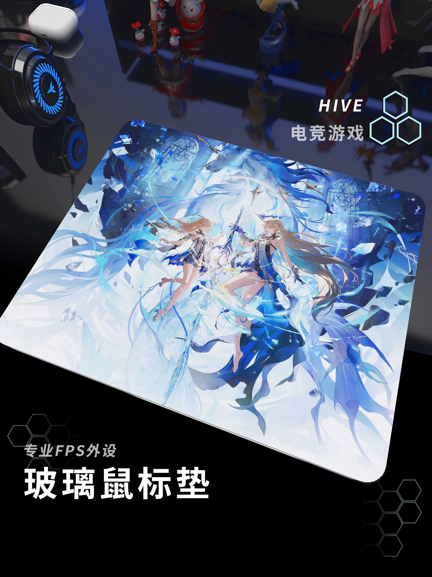 

Креативный крутой стеклянный коврик для мыши в стиле аниме для девочек, изоляционный коврик для мыши для киберспорта, грязеотталкивающий, гладкий и жидкий, настольный стеклянный коврик