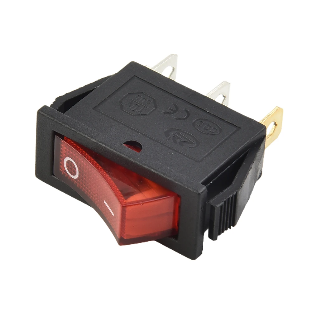 Tools Rocker Switch Red With Light On-Off 3pin Plastic Rocker Switch 15A 250V 2nd Gear Easily Installed ON-OFF 3Pin