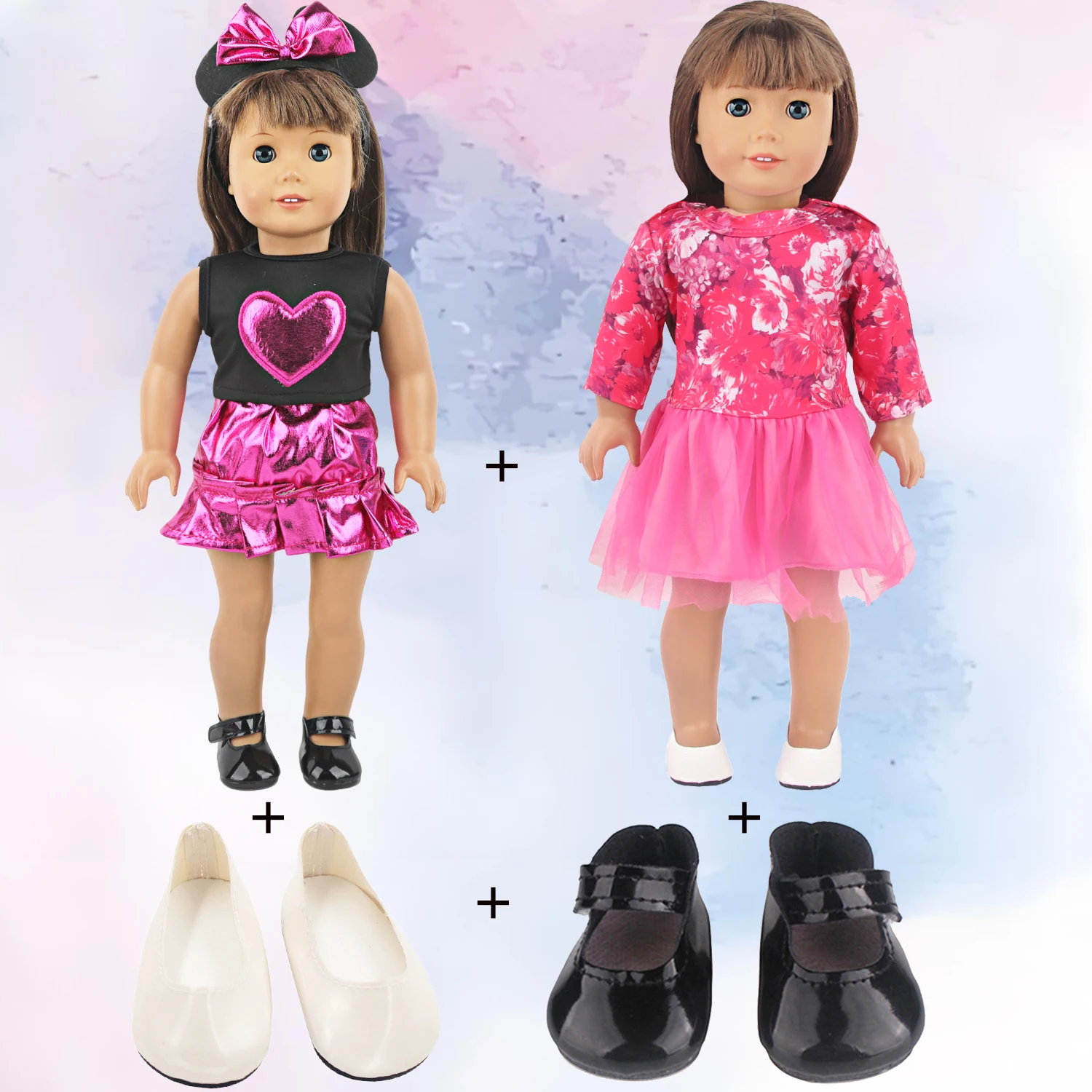 

Одежда для кукол Rose Red Series для 18-дюймовой американской куклы + синее платье + 2 туфли, наряд для кукол 43 см для новорожденных девочек