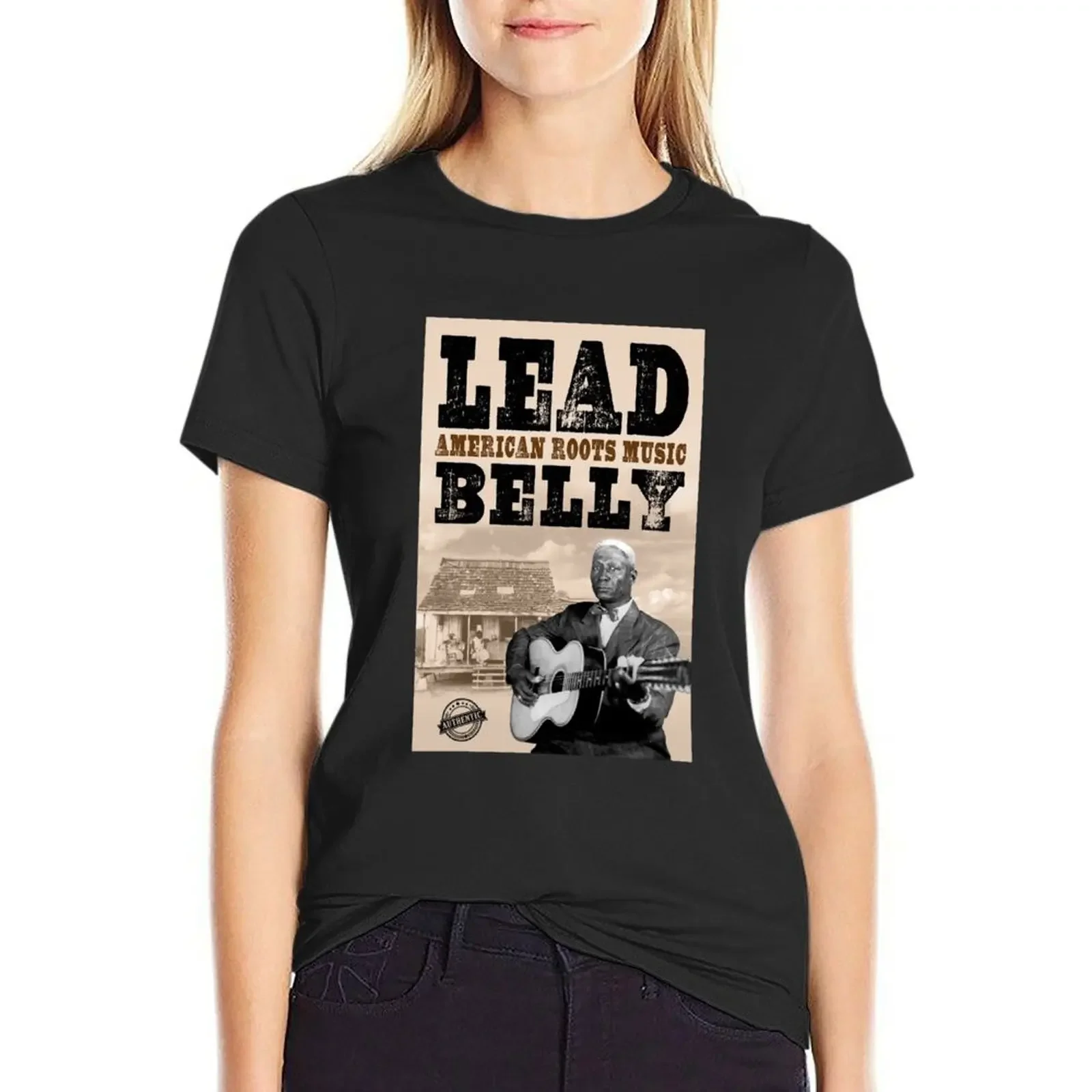 

Leadbelly American Roots Poster T-shirt female aesthetic clothes cute clothes Top Women