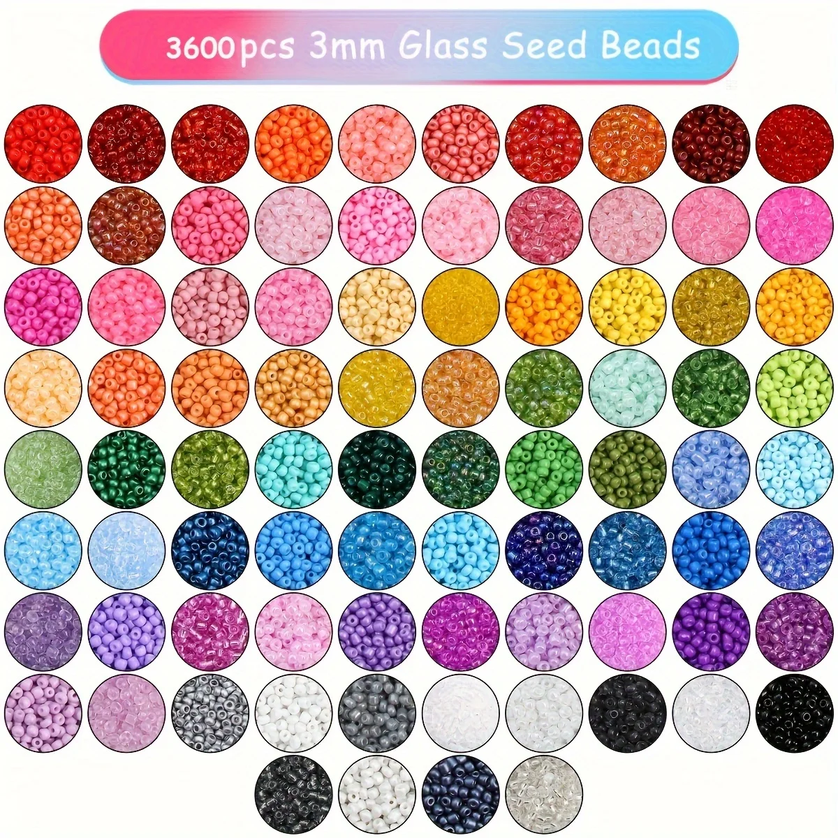 3600pcs 3mm Glass Seed Beads, Assorted Colors, 12-grid Storage Box, DIY Jewelry Making Kit, Loose Beads For Bracelets, Necklaces view 5