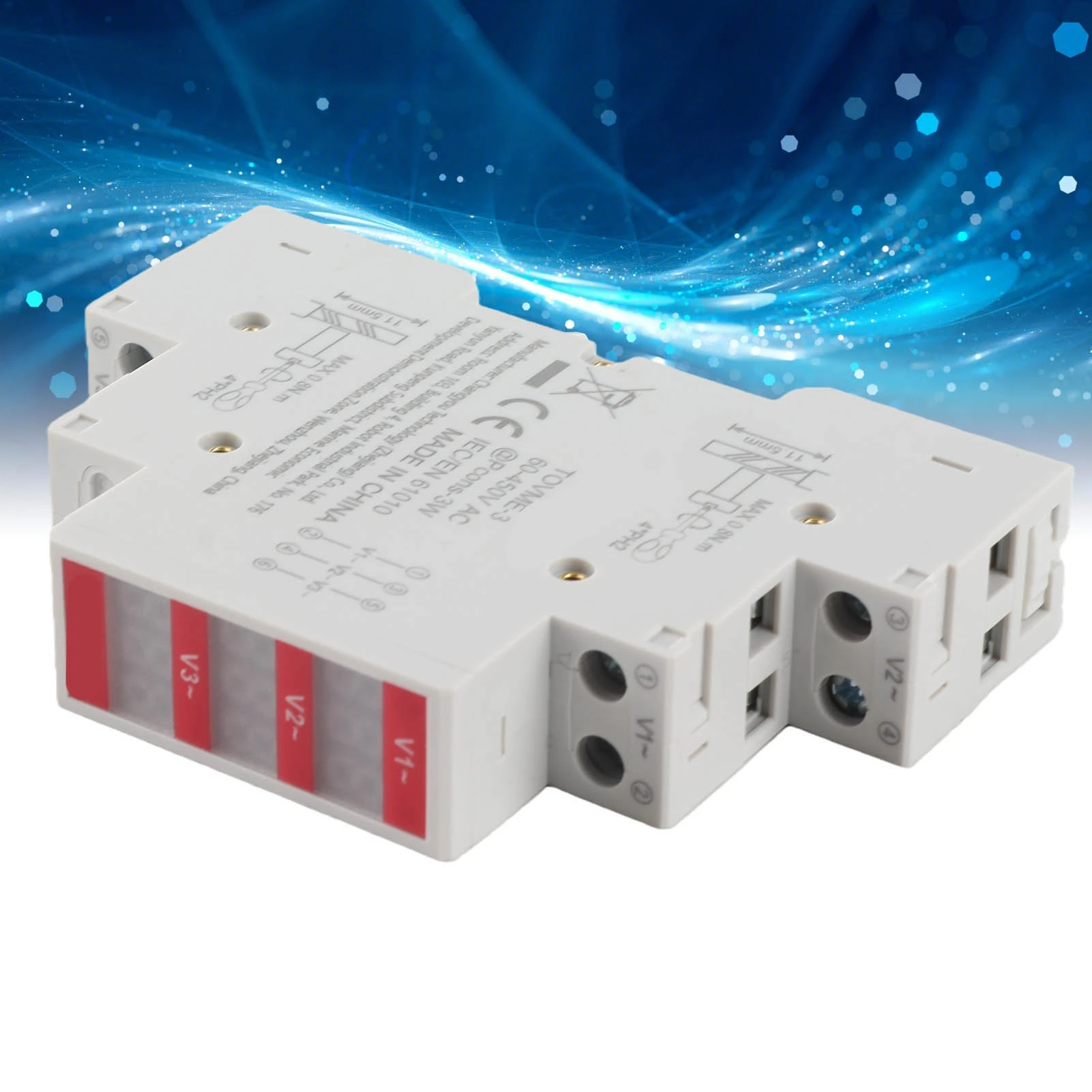 3 Phase AC Voltmeter 60-450V LCD Digital Display High Precision Space Saving Button Design Rack Mount Electrical Meter