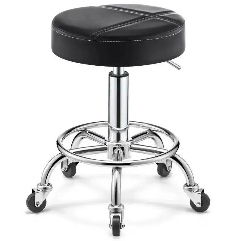Salon Professional Swivel Furniture Barbers Chairs Coiffeur Wheels Portable Rolling Stuhl Hairdressing Stool Mq50bc Rotating Hot