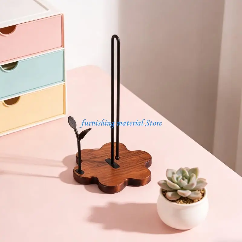 Y5GD Lovely Farmhouses Inspires Tissue Holder with Base & Retro Iron Rod Easy to Carry Perfect for Gift Giving