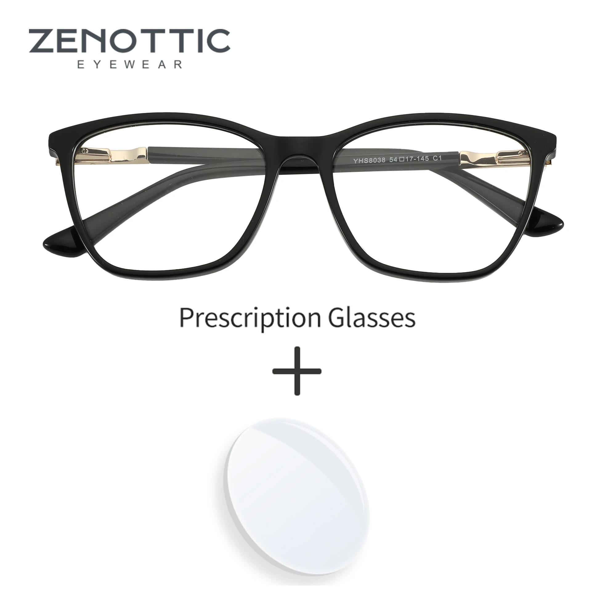 ZENOTTIC Popular Butterfly Prescription Glasses Spring Leg Myopia Eyewear Acetate Square Progressive Eyeglasses for Women