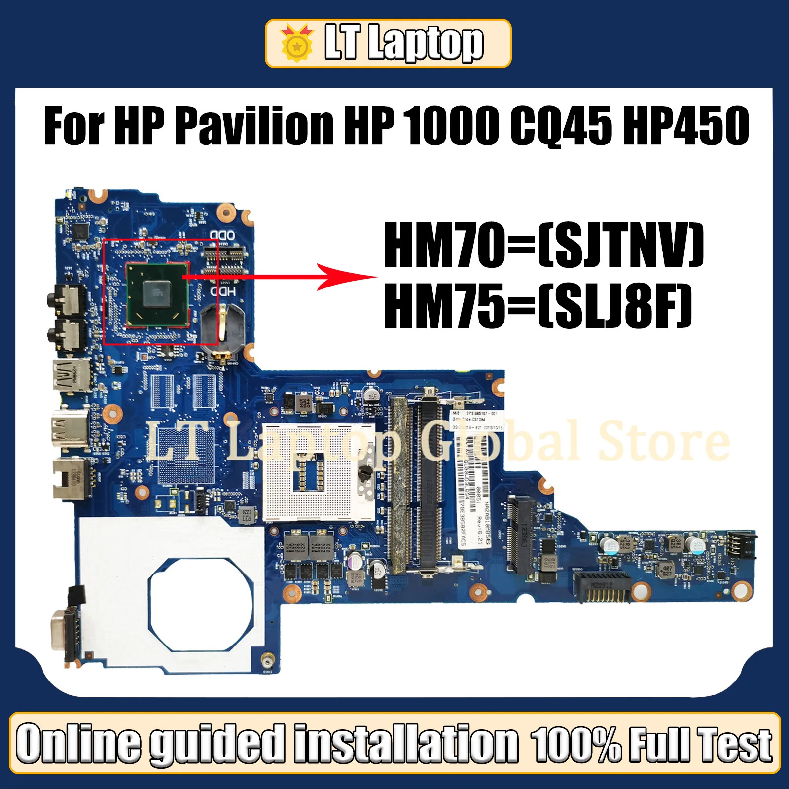 Lt 685108 a2493101 für Pavillion HP 685783 cq45 Laptop Motherboard sjtnv hm70/hm75 slj8f ddr3 Mainboard 75082-001 75086-001