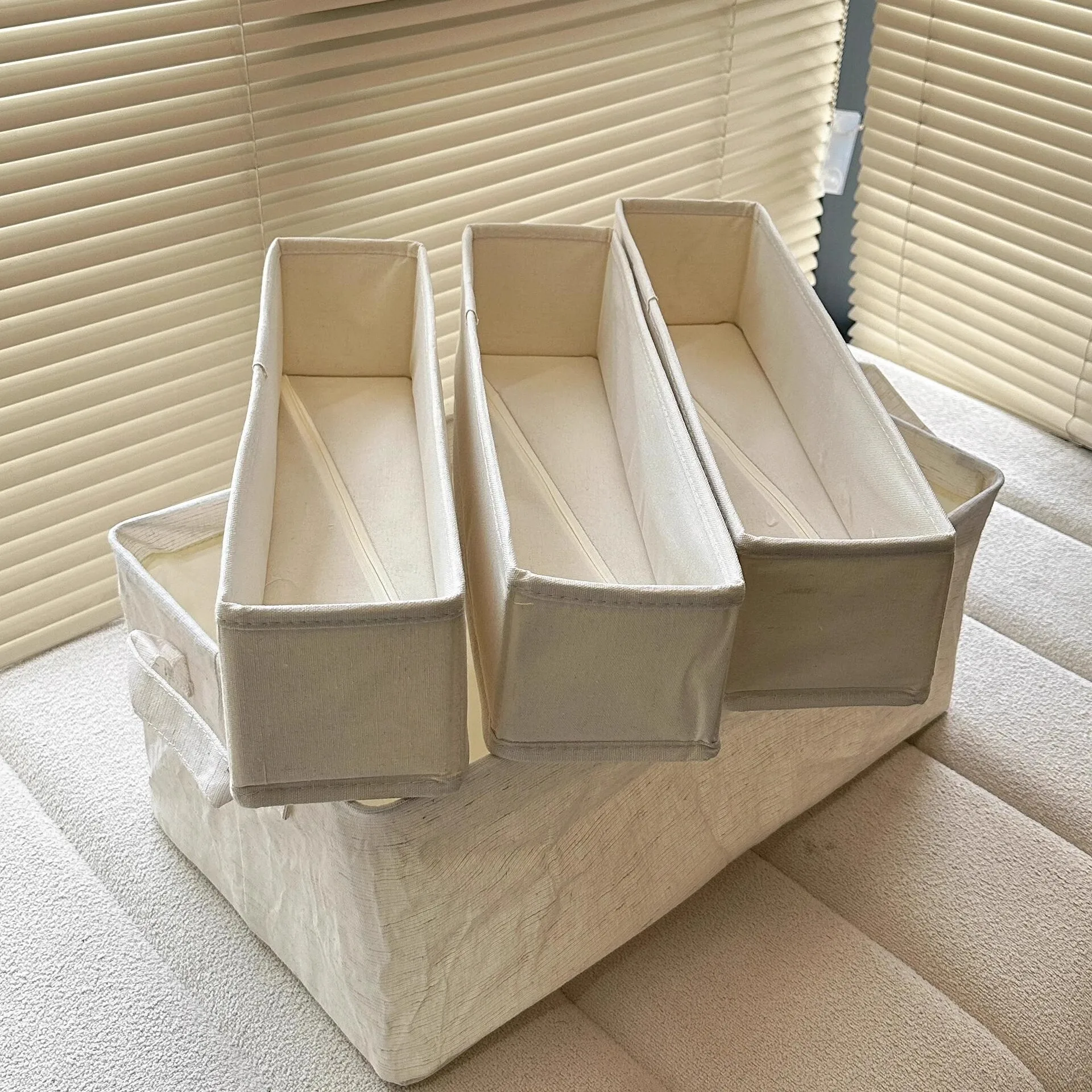 3in引き出し式収納ボックス-下着・靴下収納オーガナイザー-布製アート-積み重ね可能-寝室用収納ボックス