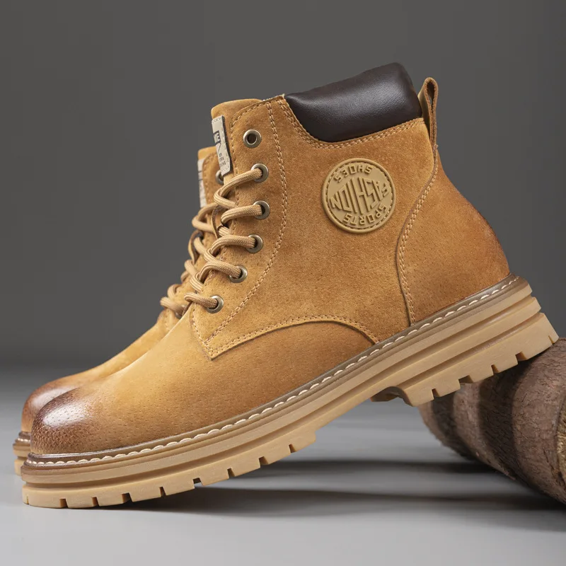 

Осенние новые модные мужские ботинки из натуральной кожи, высокие повседневные туфли, короткие ботильоны для молодых людей
