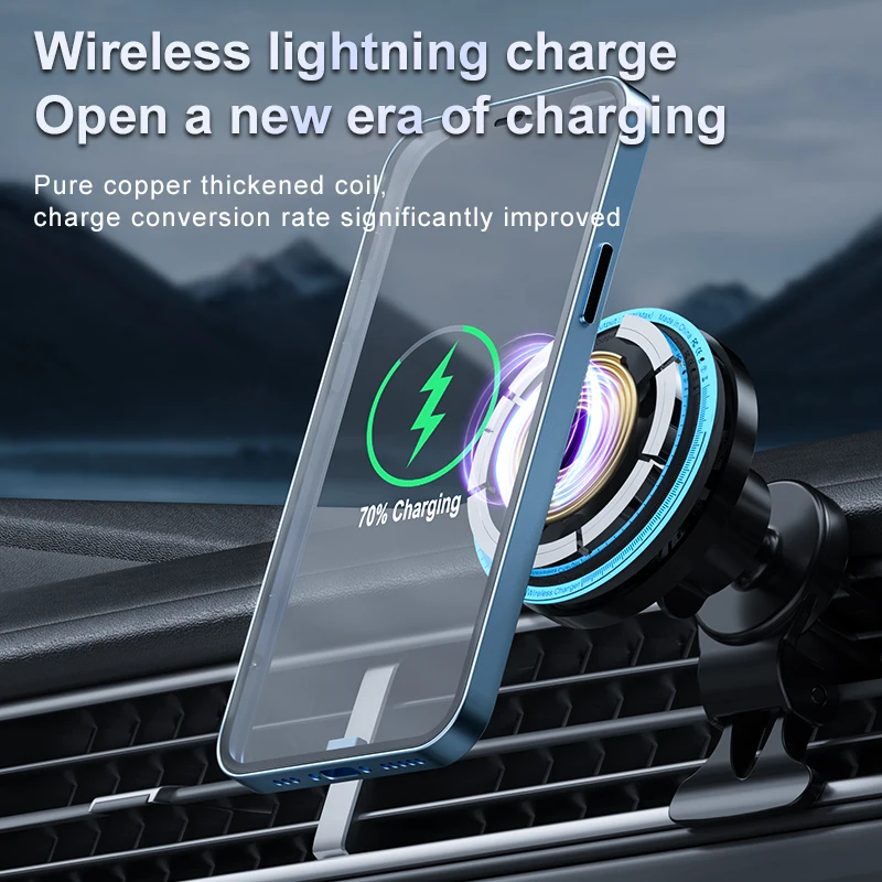 OSSKY New 15W Magnetic Car Wireless Charger Magnetic Car Phone Holder for iPhone 12 13 14 15 16 17 Pro Max Fast Charging Station