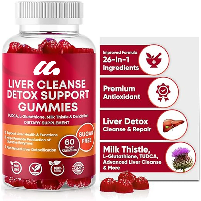 

Sugar free 26in-1 liver cleansing detoxification and repair fatty liver gummies - glutathione, silymarin, milk thistle, choline