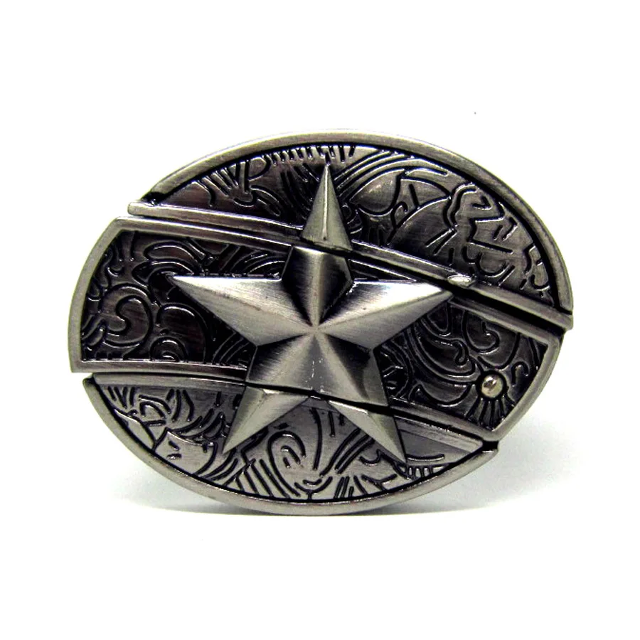 Fashion Classic Pentagram star  decor Mens Belts Alloy Knife Buckle