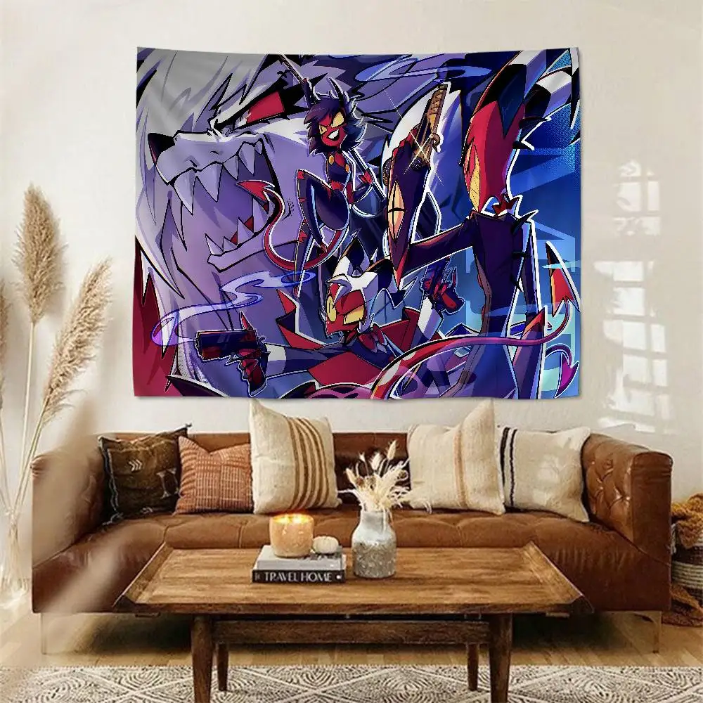 H-Helluva Boss Gaming DIY Wall Tapestry Hippie Flower Wall Carpets Dorm Decor Wall Art Decor