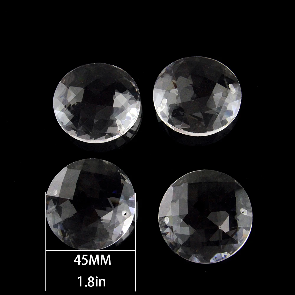 

20pcs/lot 45mm Glass Crystal Round Grid One Hole Two Holes Ornament Chandelier Prism for DIY Suncatcher Home Wedding Decor