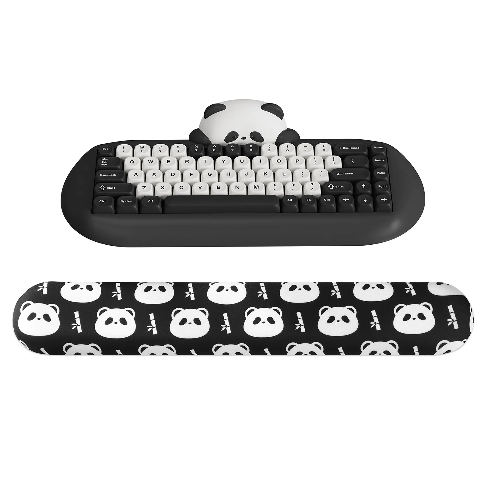 YUNZII Black Panda Ergonomic Cute Keyboard Wrist Rest with Slip Resistant PU Base for Office Gaming Computer Typing Pain Relief