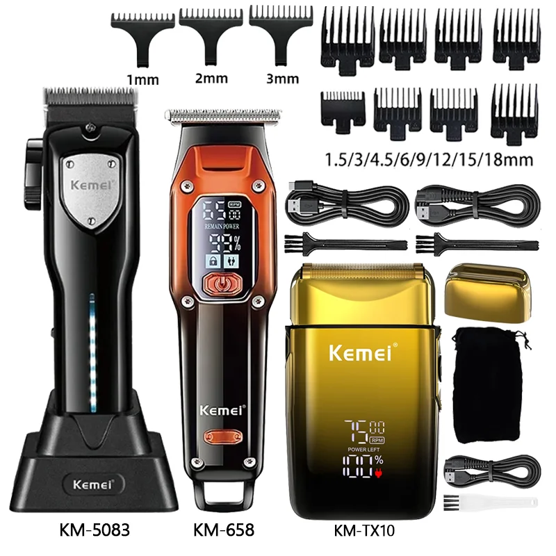 Haarschneidemaschine für Männer, Friseur-Haarschneidegerät, Kabellose Aufladbare Rasiermaschine Km-5083 Km-658 Km-TX10