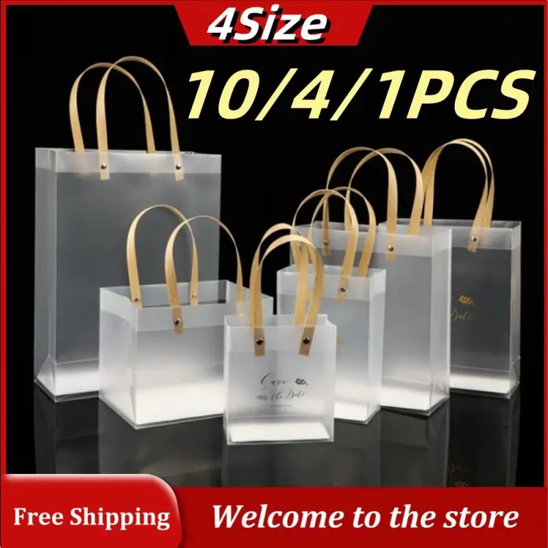 10/4/1PCS Frosted Tote Bag PVC Waterproof Transparent Eco-friendly Companion Gift Candy Bag Christmas Festive Party Supplies