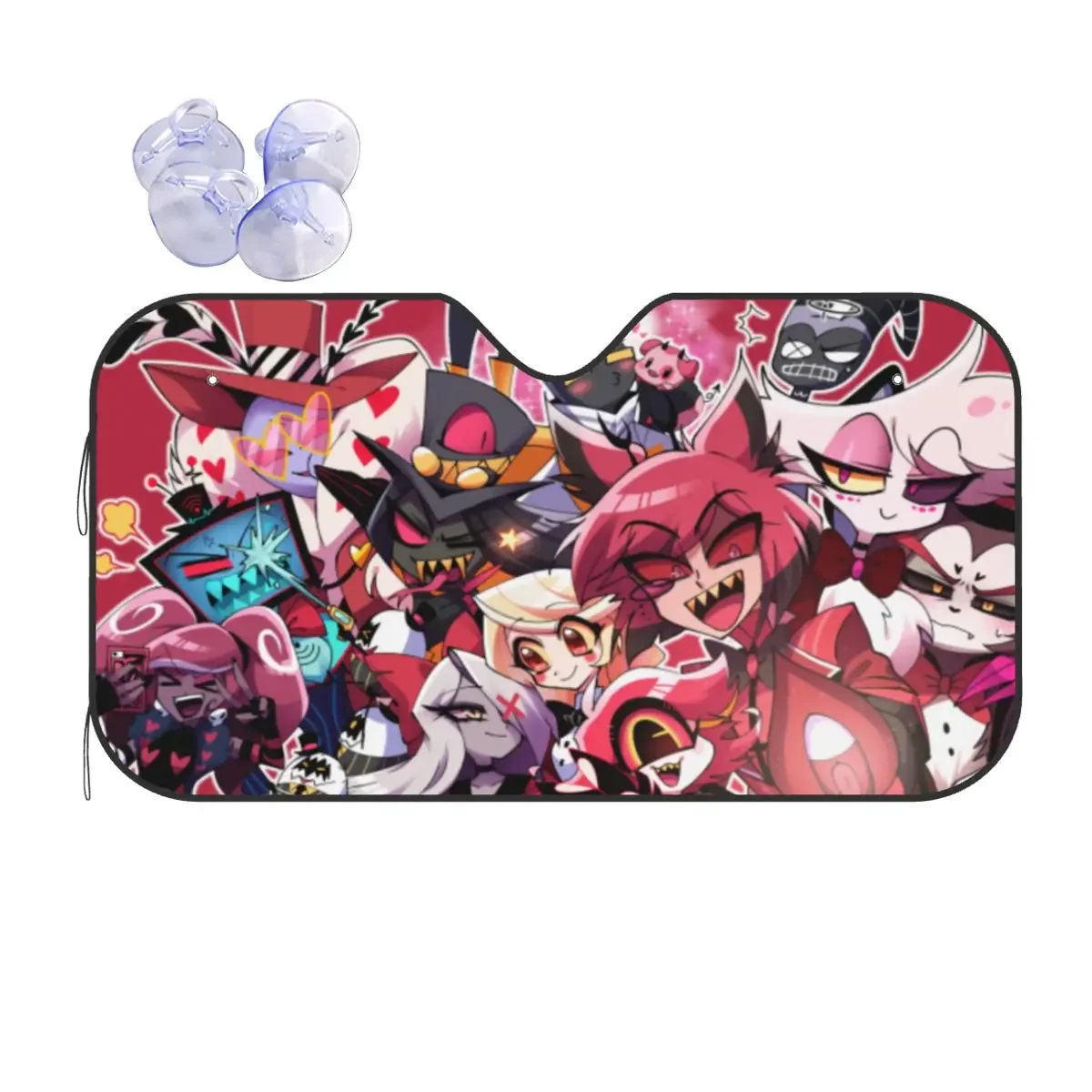 Hazbin Hotels Windshield Sunshade Kawaii Doll Anime Universal Car Front Windshield 70x130cm Sunshade Visor Car-styling