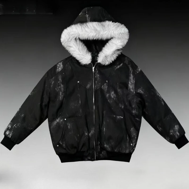 

Y2K пары в Европе и Америке, новая зимняя толстовка на молнии, утепленная пуховая теплая куртка с принтом тай-дай, модный универсальный стиль для мужчин и женщин