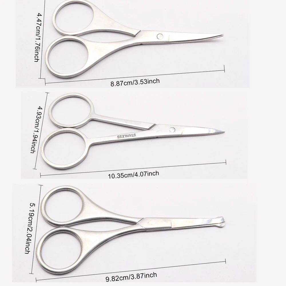 กรรไกรตัดแต่งทรงผม สแตนเลสสีเงิน 1 ชิ้น ผิวกระจก สำหรับตกแต่งเล็บ คิ้ว จมูก หนวด เครา หนังกำพร้า ทำเล็บ