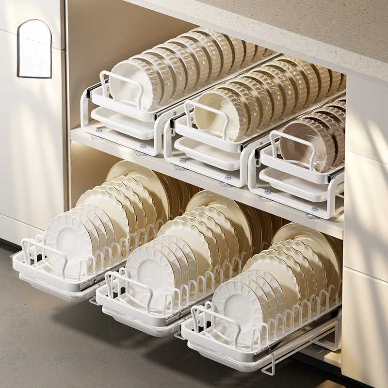 

Dish rack, kitchen cabinets, pull-out drawer, pull-out type