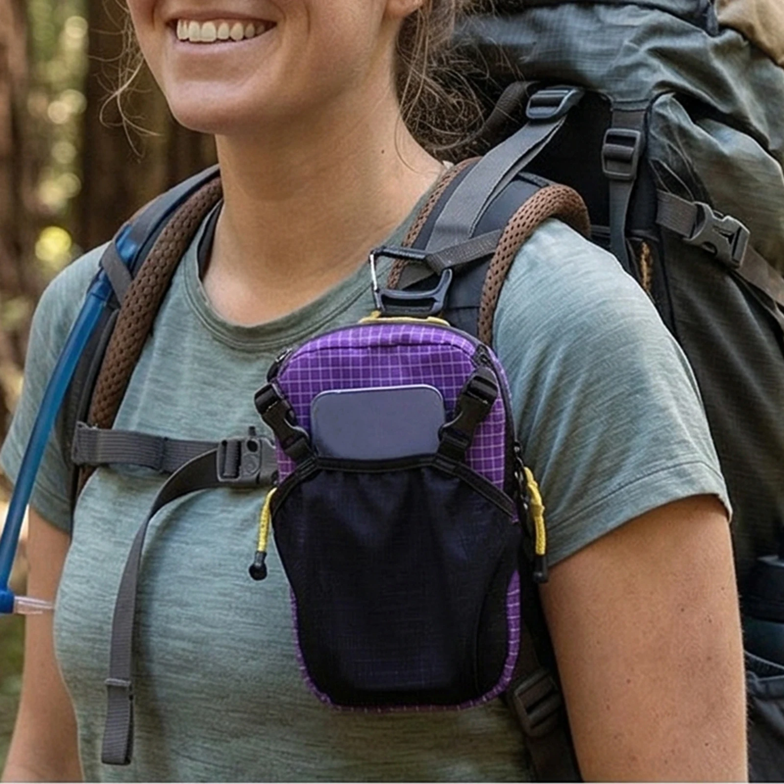 

Backpack Strap Pouch with Hook Climbing Phone Case Wear Resist Backpack Arm Hanging Bag Mountaineering Organizer Accessories