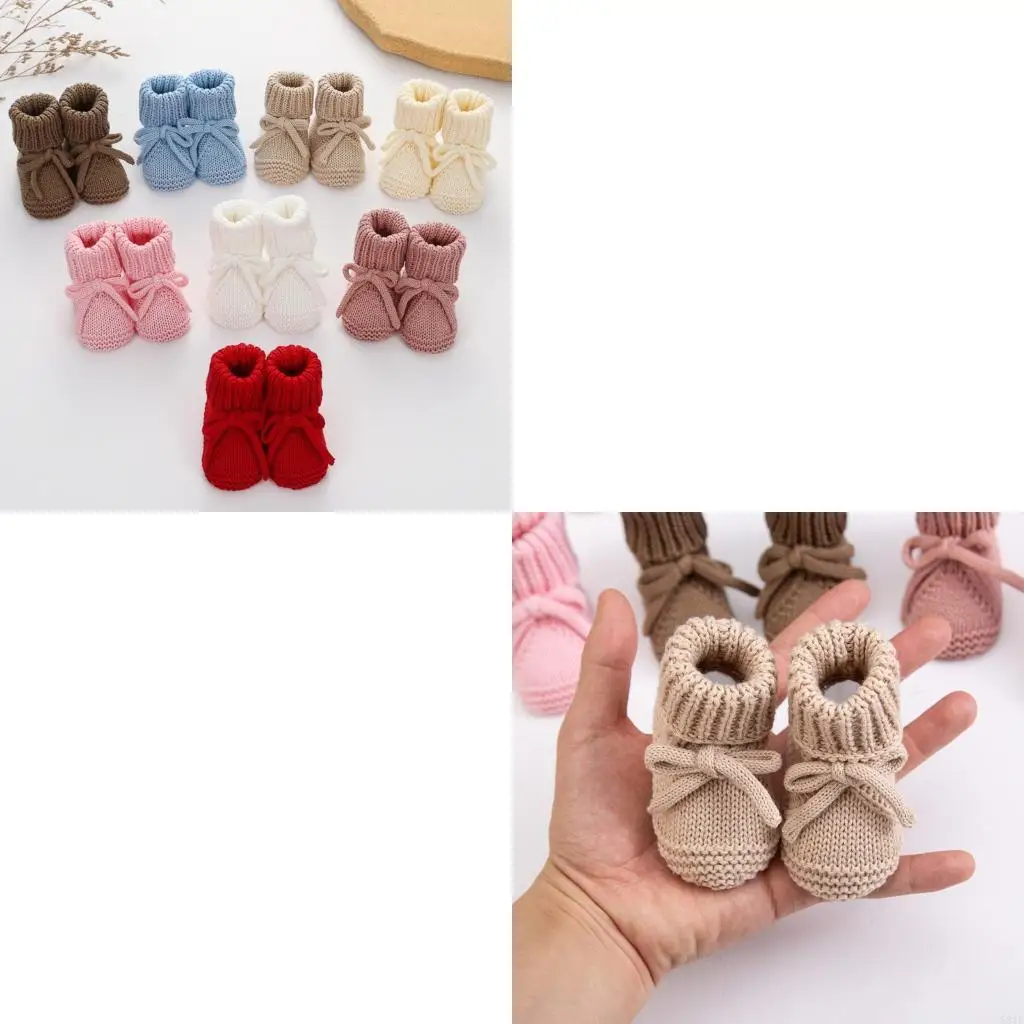 581f Botto inferior Bebé First Walkers Booties punto algodón con Bownot decorativo